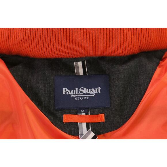Paul Stuart Japan Gray Puffer Down Jacket Vest w/ Zip Off Knit Sleeves Jacket~ S - Picture 9 of 11